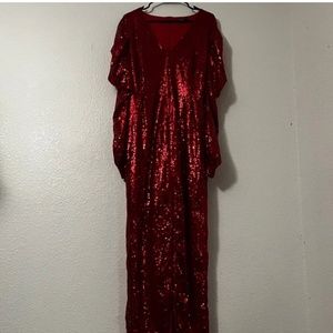 Red sequin dress gown floor length maxi gown